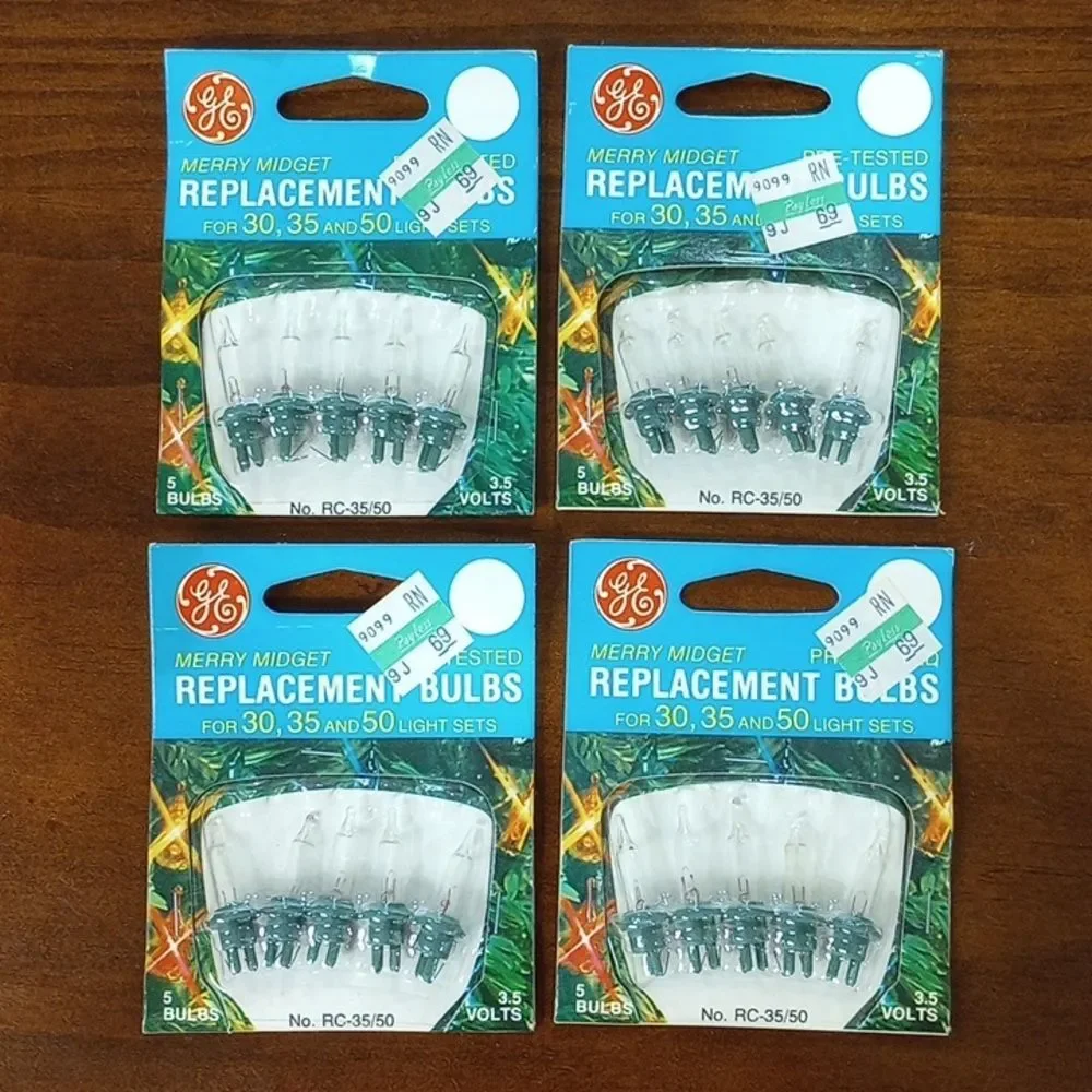 New! Vintage Merry Midget GE Replacement Light Bulbs, Lot of 4